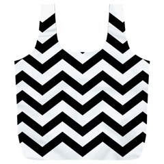 Black And White Chevron Full Print Recycle Bag (xxxl) by Ket1n9