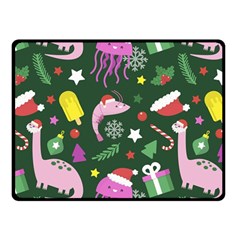 Dinosaur Colorful Funny Christmas Pattern Two Sides Fleece Blanket (small) by Ket1n9