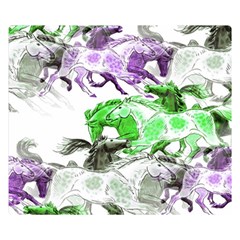 Horse-horses-animal-world-green Two Sides Premium Plush Fleece Blanket (small) by Ket1n9