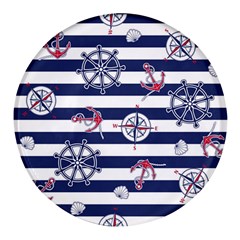 Seamless-marine-pattern Round Glass Fridge Magnet (4 Pack) by Ket1n9