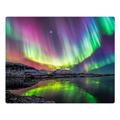 Aurora Borealis Polar Northern Lights Natural Phenomenon North Night Mountains Two Sides Premium Plush Fleece Blanket (large) by Grandong