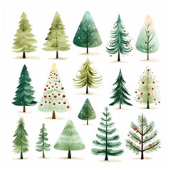 Christmas Xmas Trees Wooden Puzzle Square by Vaneshop