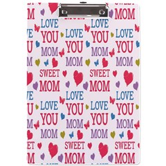 Love Mom Happy Mothers Day I Love Mom Graphic A4 Acrylic Clipboard by Vaneshop