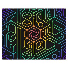 Circuit Hexagonal Geometric Pattern Background Pattern Two Sides Premium Plush Fleece Blanket (medium) by Vaneshop