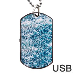 Summer Blue Ocean Wave Dog Tag Usb Flash (one Side) by Jack14