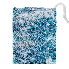 Summer Blue Ocean Wave Drawstring Pouch (5xl) by Jack14