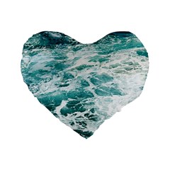 Blue Crashing Ocean Wave Standard 16  Premium Heart Shape Cushions by Jack14