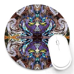  Violet Symmetry Round Mousepad by kaleidomarblingart
