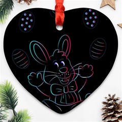Easter-bunny-hare-rabbit-animal Heart Ornament (two Sides) by Amaryn4rt