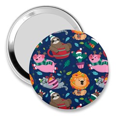 Funny-animal Christmas-pattern 3  Handbag Mirrors by Amaryn4rt