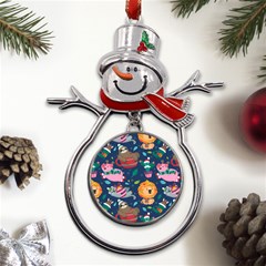 Funny-animal Christmas-pattern Metal Snowman Ornament by Amaryn4rt