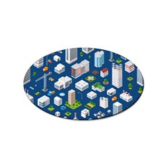 Isometric-seamless-pattern-megapolis Sticker Oval (100 Pack) by Amaryn4rt