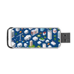 Isometric-seamless-pattern-megapolis Portable Usb Flash (one Side) by Amaryn4rt