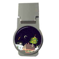 House Tree Man Moon Night Stars Money Clips (round)  by Pakjumat