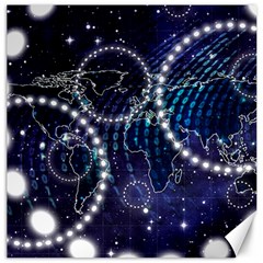 Continents Stars Networks Internet Canvas 12  X 12  by Pakjumat