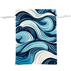 Pattern Ocean Waves Arctic Ocean Blue Nature Sea Lightweight Drawstring Pouch (xl) by Pakjumat