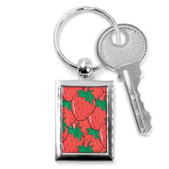 Texture Sweet Strawberry Dessert Food Summer Pattern Key Chain (rectangle) by Sarkoni