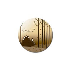 Landscape Trees Wallpaper Mountains Golf Ball Marker by Sarkoni