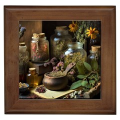 Apothecary Old Herbs Natural Framed Tile by Sarkoni