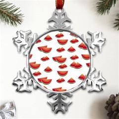 Summer Watermelon Pattern Metal Small Snowflake Ornament by Dutashop