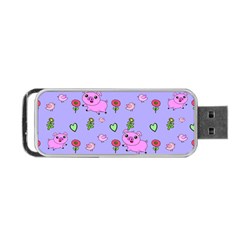 Flower Pink Pig Piggy Seamless Portable Usb Flash (one Side) by Ravend