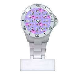 Flower Pink Pig Piggy Seamless Plastic Nurses Watch by Ravend