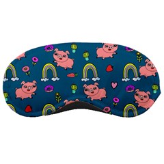 Flowers Pink Pig Piggy Seamless Sleep Mask by Ravend
