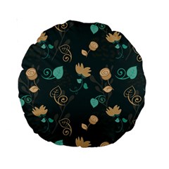 Flowers Leaves Pattern Seamless Standard 15  Premium Round Cushions by Ravend