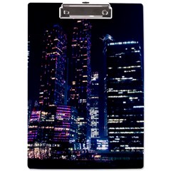 Black Building Lighted Under Clear Sky A4 Acrylic Clipboard by Modalart