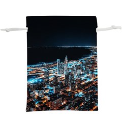 Aerial Photography Of Lighted High Rise Buildings Lightweight Drawstring Pouch (xl) by Modalart