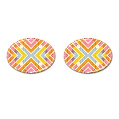 Line Pattern Cross Print Repeat Cufflinks (oval) by Amaryn4rt