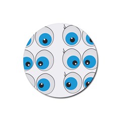 Eyes Comic Cartoon Fun Funny Toon Rubber Round Coaster (4 Pack) by Ndabl3x
