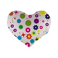 Floral Colorful Background Standard 16  Premium Flano Heart Shape Cushions by Grandong