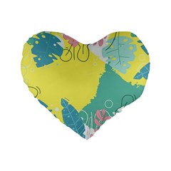 Plants Eaves Border Frame Standard 16  Premium Flano Heart Shape Cushions by Grandong