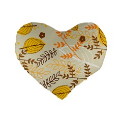 Leaves Flowers Background Pattern Standard 16  Premium Flano Heart Shape Cushions by Grandong