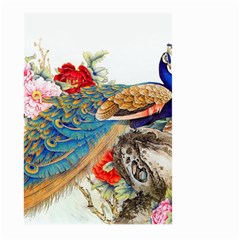 Birds Peacock Artistic Colorful Flower Painting Large Garden Flag (two Sides) by Sarkoni
