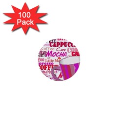 Coffee Cup Lettering Coffee Cup 1  Mini Buttons (100 Pack)  by Amaryn4rt
