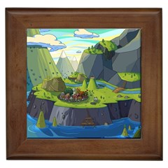 Cartoon Network Mountains Landscapes Seas Illustrations Adventure Time Rivers Framed Tile by Sarkoni