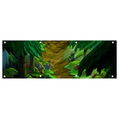 Green Pine Trees Wallpaper Adventure Time Cartoon Green Color Banner And Sign 9  X 3  by Sarkoni