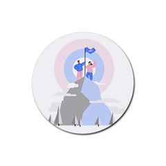 Achievement Success Mountain Clouds Rubber Round Coaster (4 Pack) by Modalart