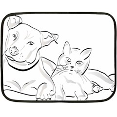 Dog Cat Domestic Animal Silhouette Two Sides Fleece Blanket (mini) by Modalart