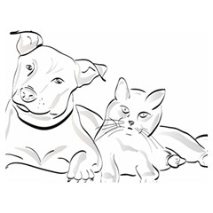 Dog Cat Domestic Animal Silhouette Two Sides Premium Plush Fleece Blanket (extra Small) by Modalart