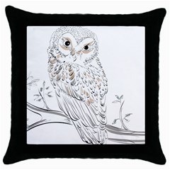 Owl Bird Wildlife Bird Of Prey Throw Pillow Case (black) by Modalart