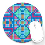 Checkerboard Square Abstract Round Mousepad Front
