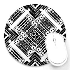 Pattern Tile Repeating Geometric Round Mousepad by Ravend