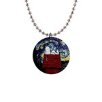 Cartoon Dog House Van Gogh 1  Button Necklace Front