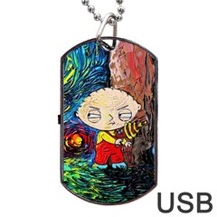 Cartoon Starry Night Vincent Van Gogh Dog Tag Usb Flash (one Side) by Modalart
