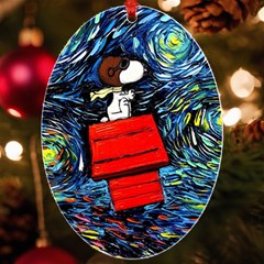 Dog Flying House Cartoon Starry Night Vincent Van Gogh Parody Uv Print Acrylic Ornament Oval by Modalart