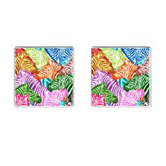 Zebra Colorful Abstract Collage Cufflinks (square) by Amaryn4rt