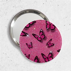Pink Glitter Butterfly 2 25  Handbag Mirrors by Modalart